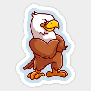 Cute Eagle Folding Arms Cartoon Sticker